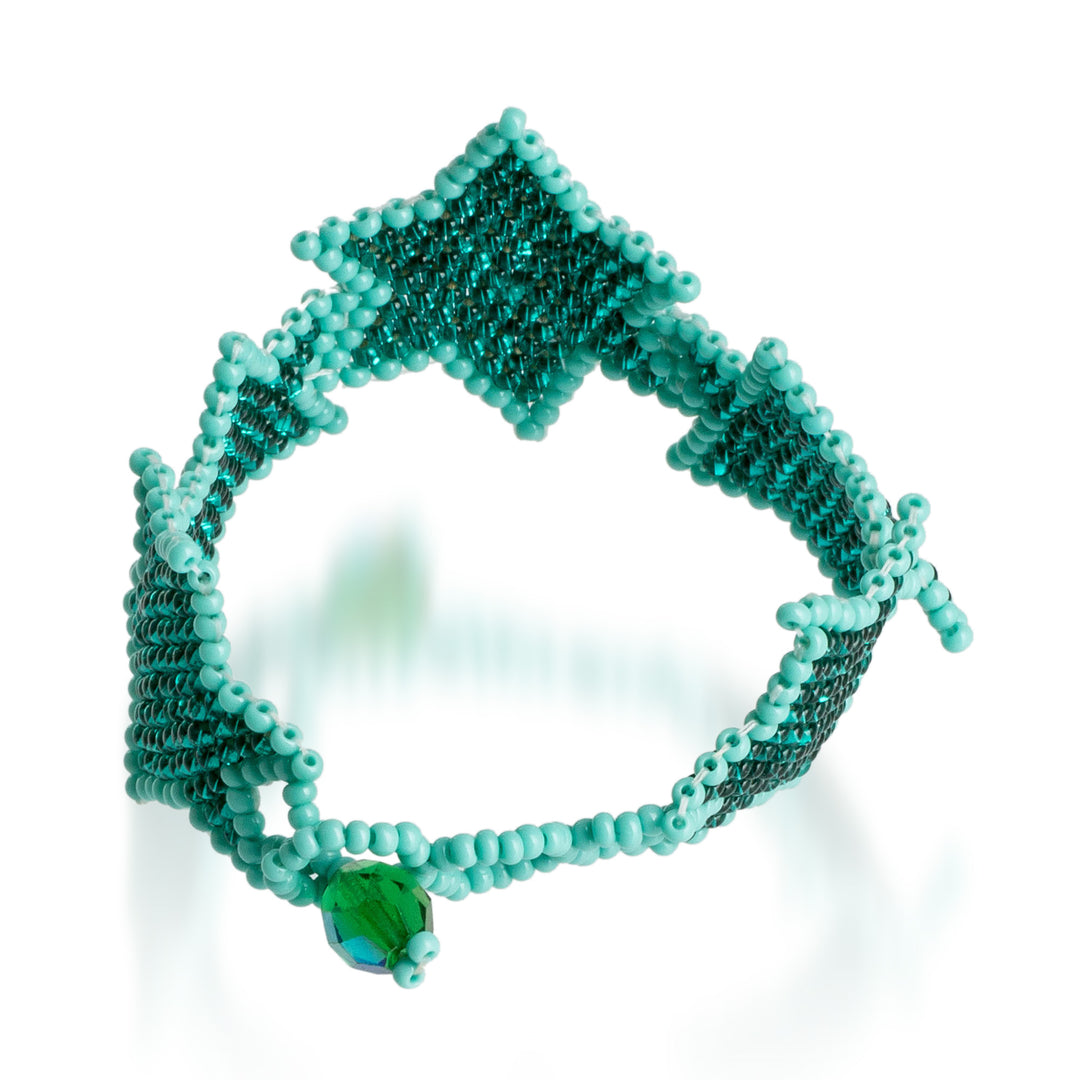 Aqua Turquoise Handcrafted Beaded Bracelet with Star Motif - Turquoise Starlight