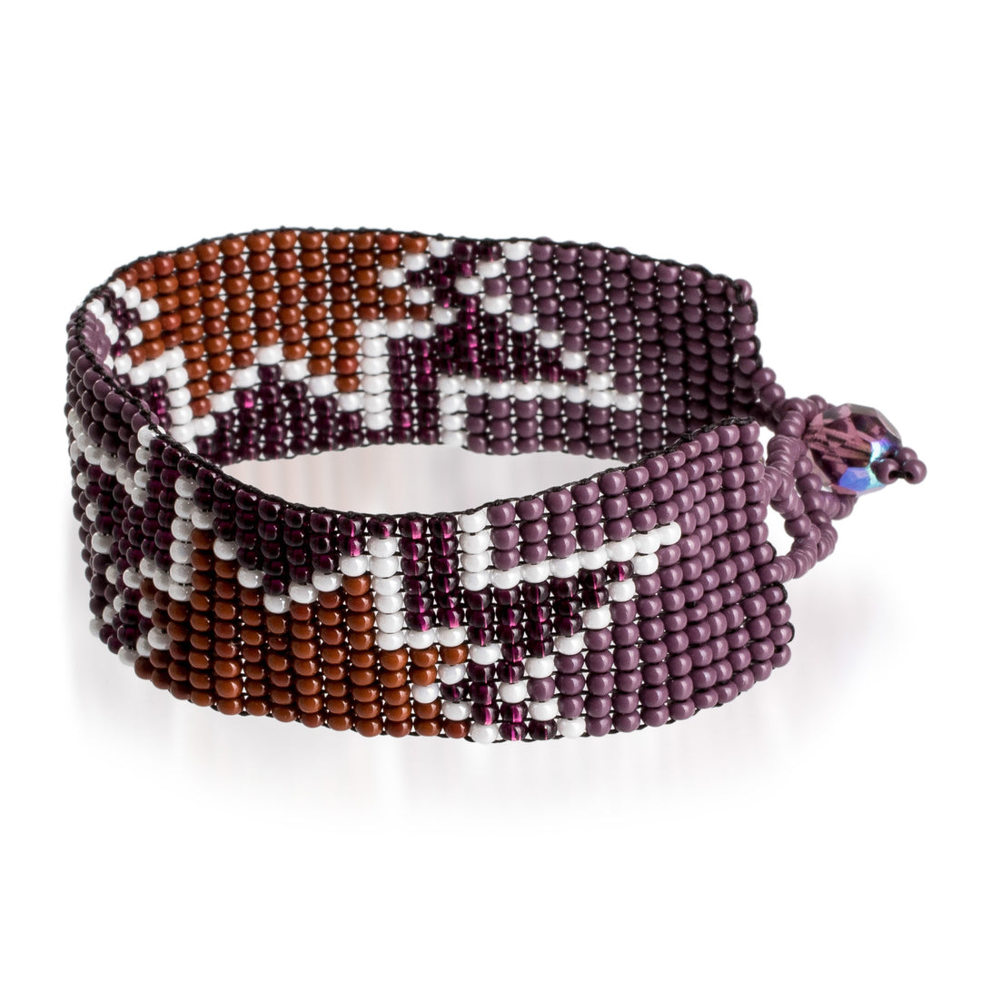 Handmade Star-Themed Purple Glass Beaded Wristband Bracelet - Deluxe Blast