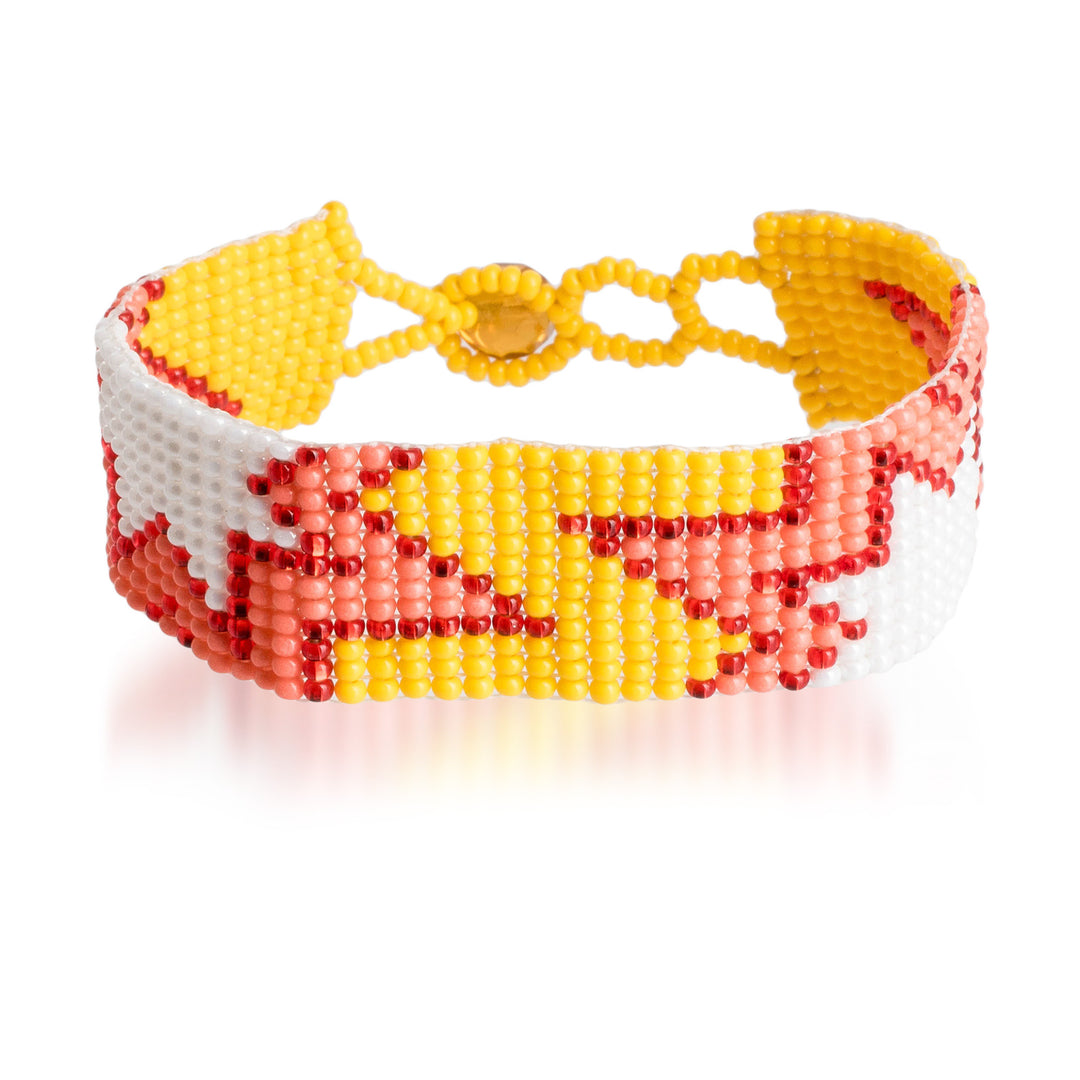 Star-Inspired Glass Beaded Wristband Bracelet in Warm Hues - Sunrise Blast