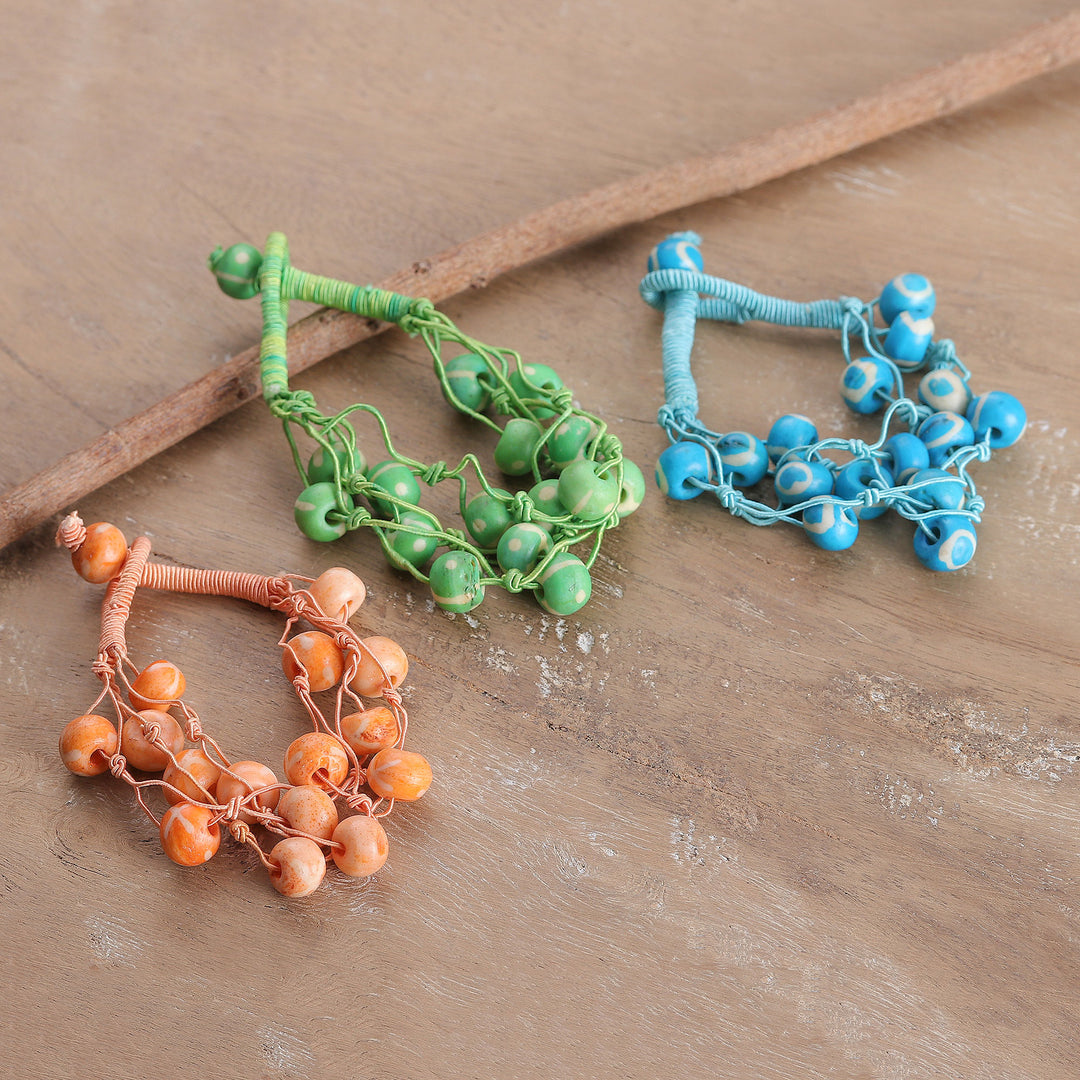 Set of 3 Bohemian-Themed Colorful Handmade Beaded Bracelets - Boho Shades