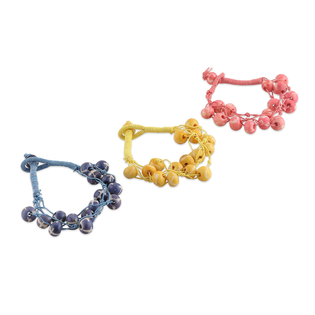 Bohemian 3-Piece Multicolor Beaded Bracelet Set from India - Boho Feelings