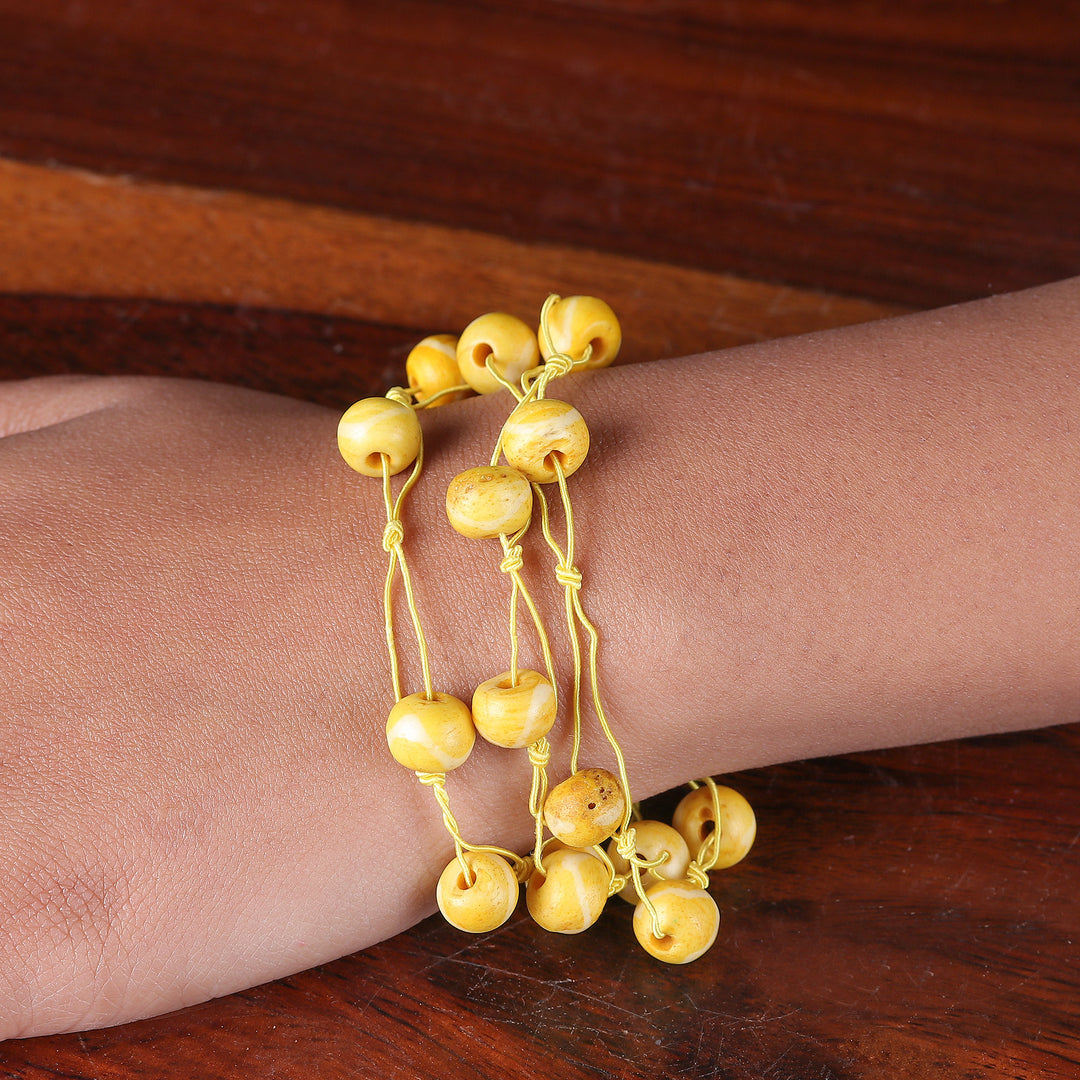 Bohemian 3-Piece Multicolor Beaded Bracelet Set from India - Boho Feelings