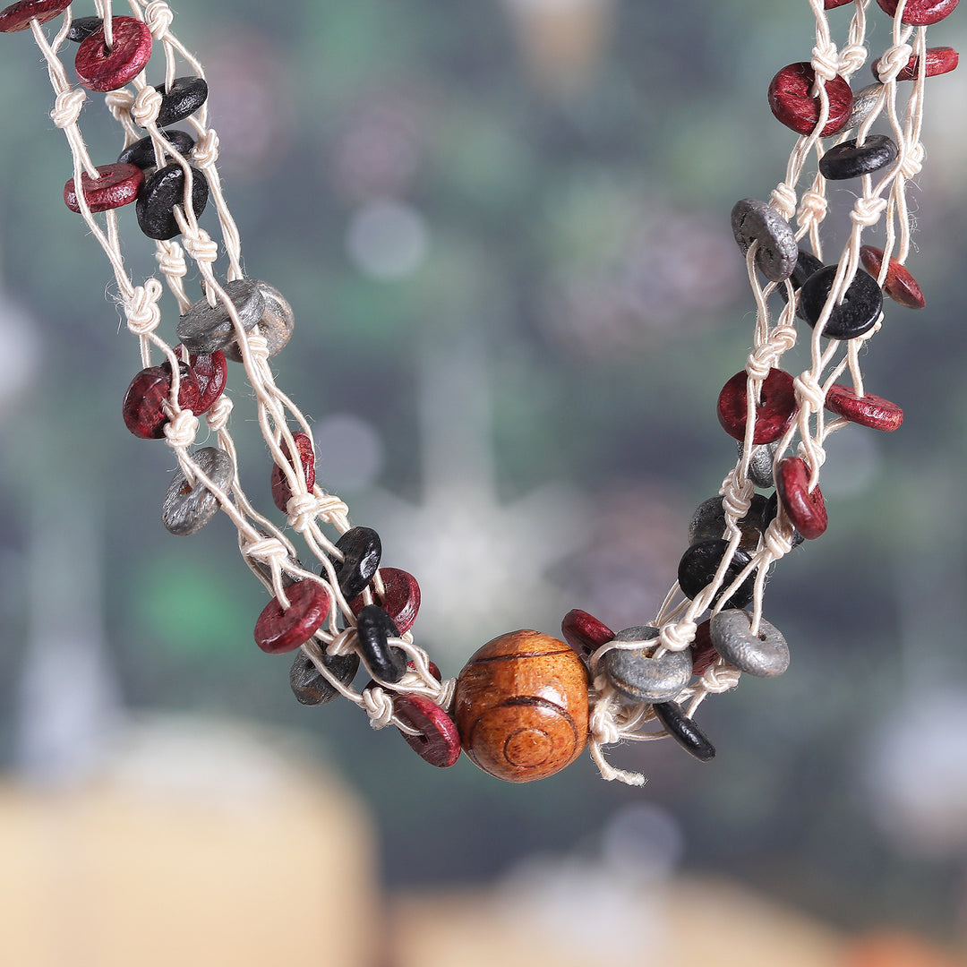 Traditional Indian-Made Haldu Wood Beaded Strand Necklace - Beats of Vintage