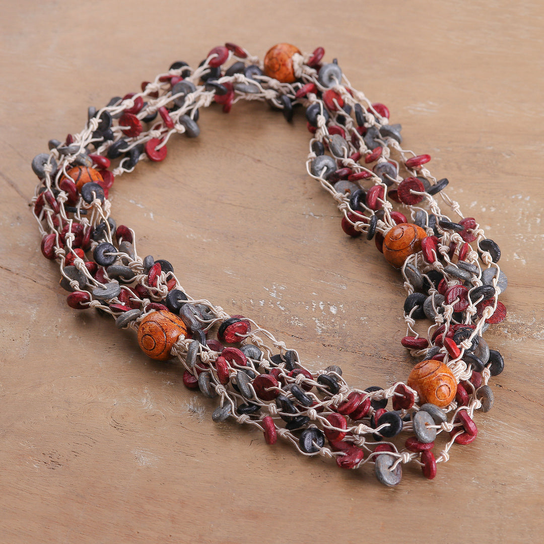 Traditional Indian-Made Haldu Wood Beaded Strand Necklace - Beats of Vintage