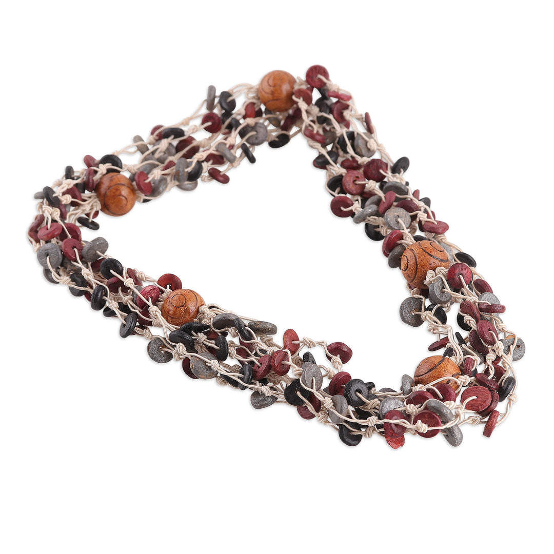 Traditional Indian-Made Haldu Wood Beaded Strand Necklace - Beats of Vintage
