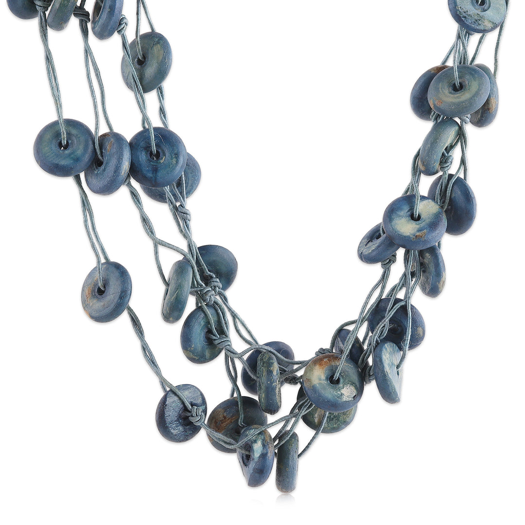Artisan-Made Cotton Station Strand Necklace in Azure Blue - Azure Loops