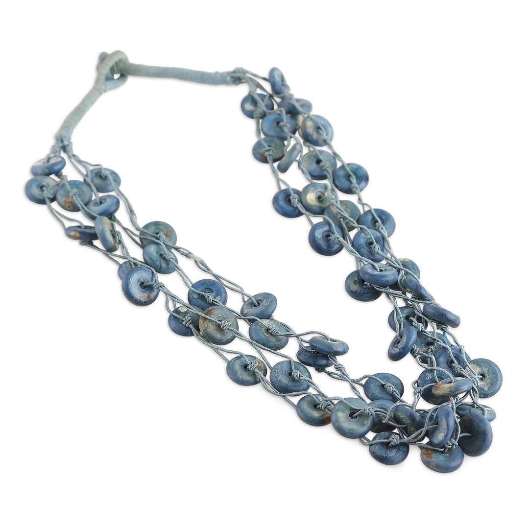 Artisan-Made Cotton Station Strand Necklace in Azure Blue - Azure Loops