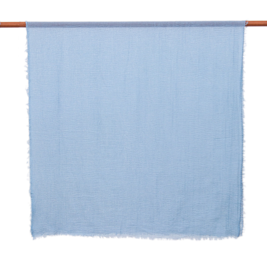 Thai Soft Snow White and Cerulean Blue 2-Piece Scarf Set - Celestial Day