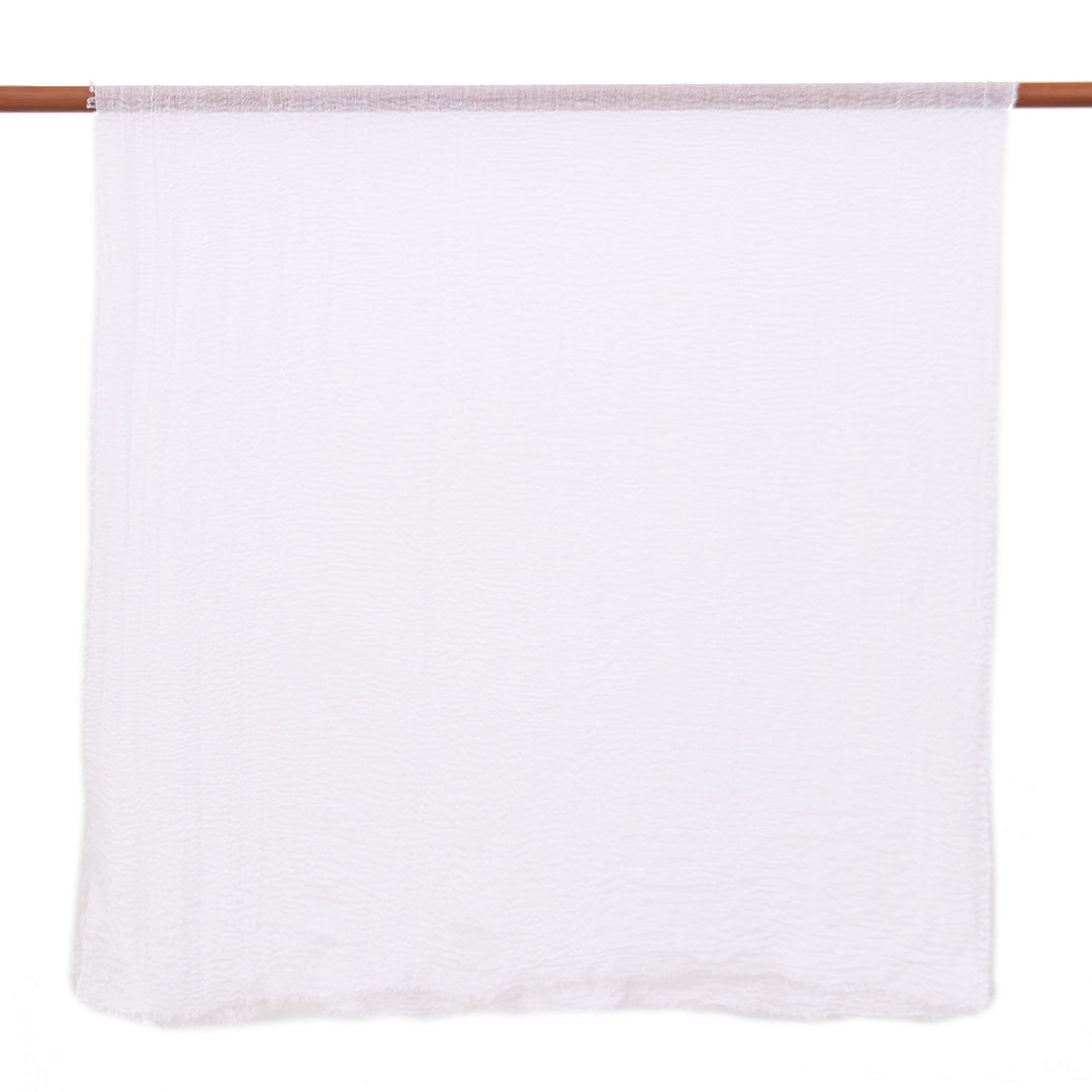 Thai Soft Snow White and Cerulean Blue 2-Piece Scarf Set - Celestial Day