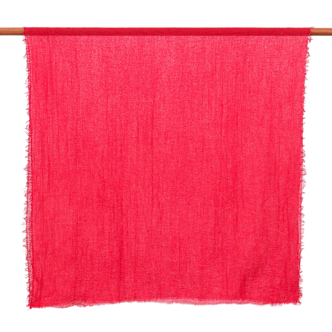 Fringed Soft Poppy Red and Smoke Grey 2-Piece Scarf Set - Red Soul