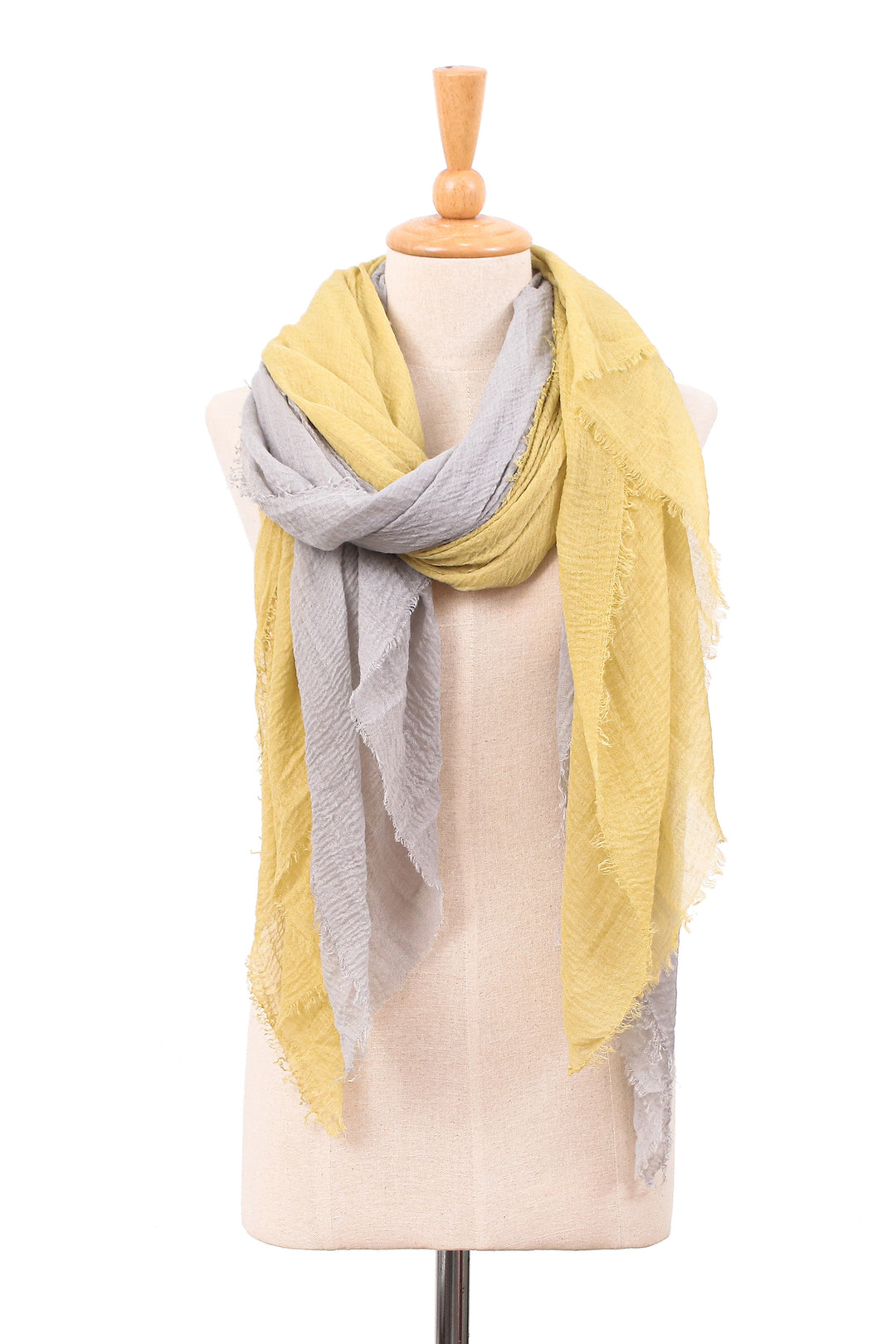 Chartreuse and Smoke Grey 2-Piece Scarf Set Made in Thailand - Refined Evening