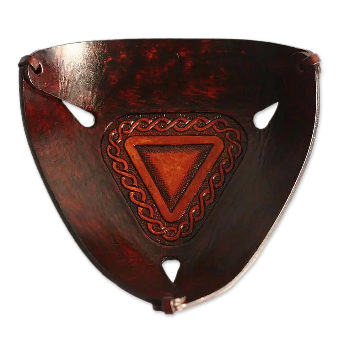 Triangular Hand Tooled Leather Catch All from Peru - Pyramid Chains