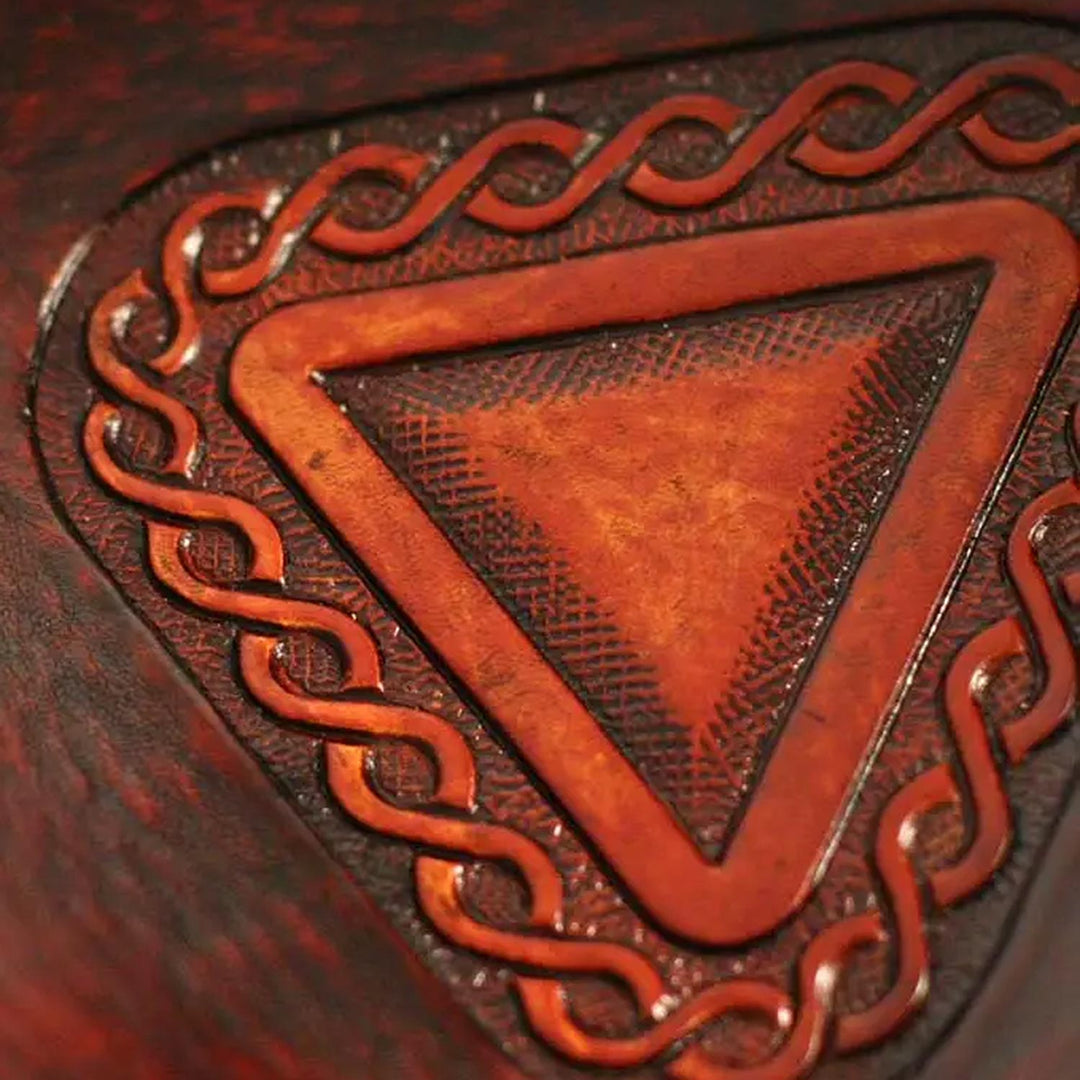 Triangular Hand Tooled Leather Catch All from Peru - Pyramid Chains