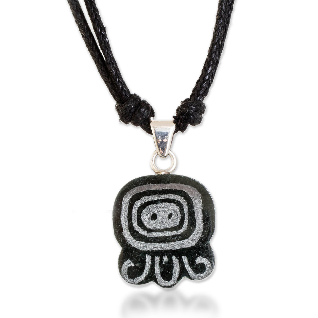 Green Jade Long Necklace with Mayan Energy Nahual Pendant - Mayan Energy