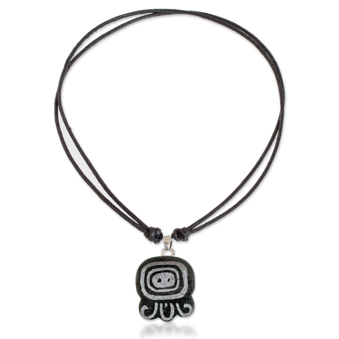 Green Jade Long Necklace with Mayan Energy Nahual Pendant - Mayan Energy