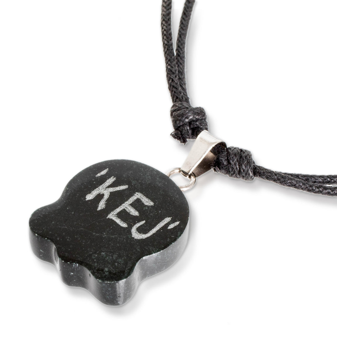 Jade Long Pendant Necklace with Mayan Balance Nahual Design - Mayan Balance