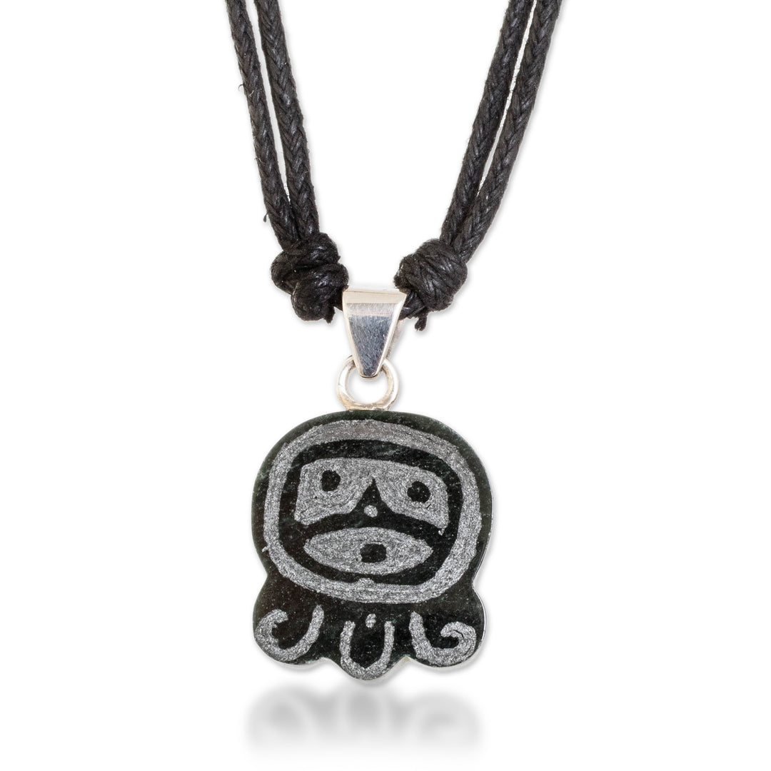 Dark Green Jade Necklace with Mayan Courage Nahual Pendant - Mayan Courage