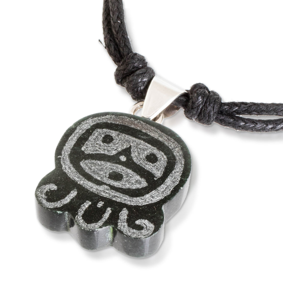 Dark Green Jade Necklace with Mayan Courage Nahual Pendant - Mayan Courage