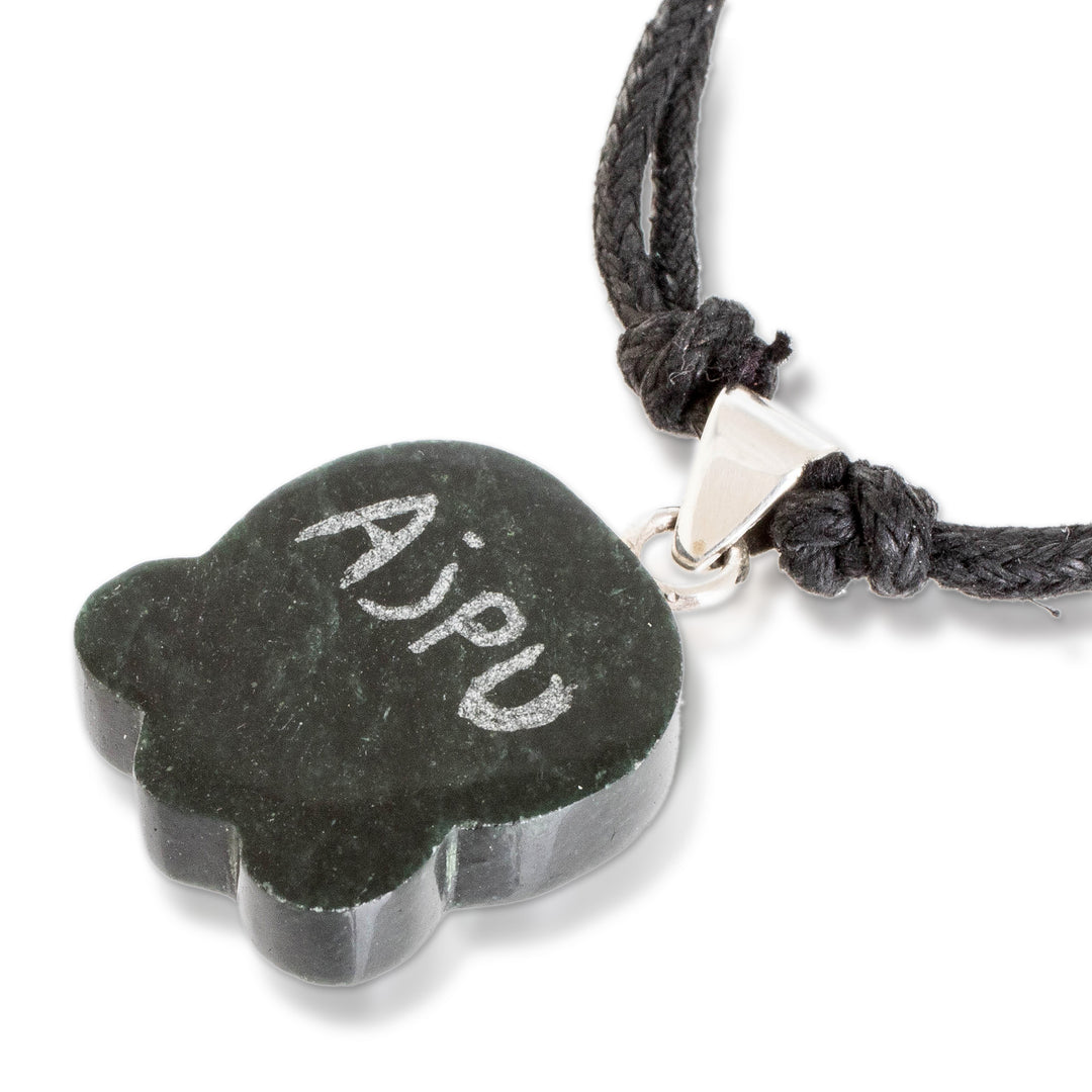 Dark Green Jade Necklace with Mayan Courage Nahual Pendant - Mayan Courage