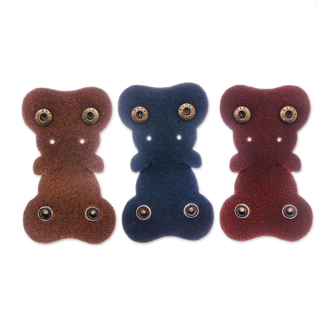3 Leather Hippo Cable Organizers for Electronic Chargers - Hip Hippos