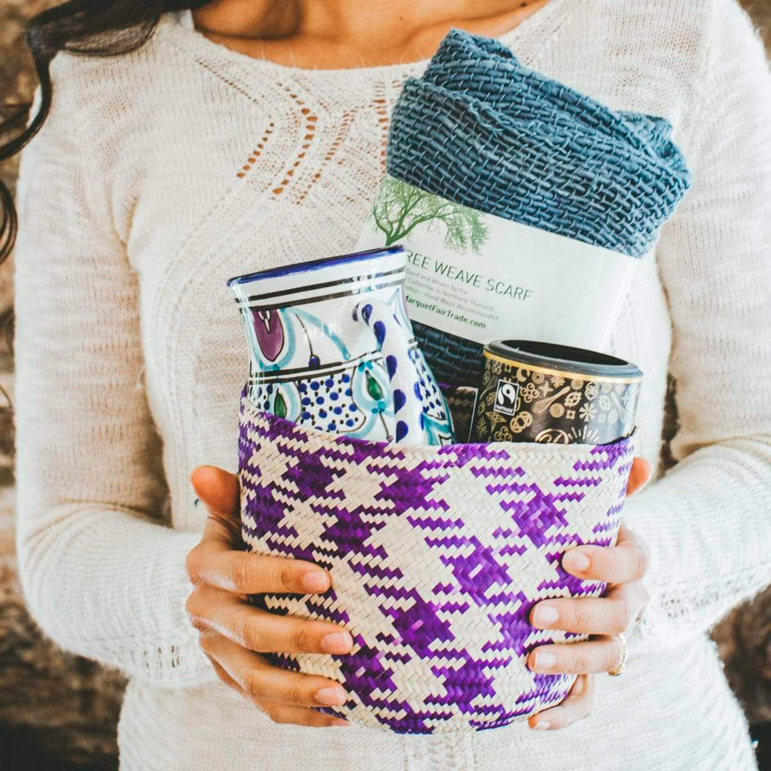Curated Gift Box for Cozy Vibes with Mug, Basket, and Scarf - Cozy Box