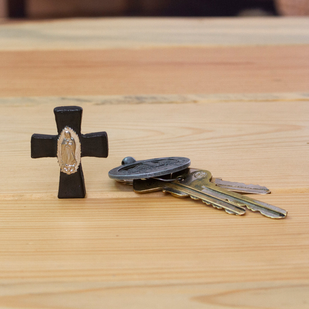 Our Lady of Guadalupe Barro Negro Ceramic Aluminum Magnet - Guadalupe Cross