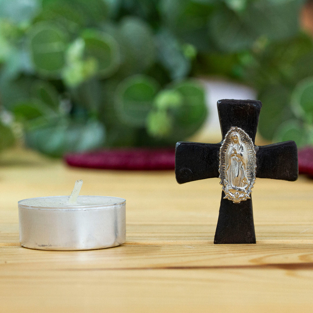 Our Lady of Guadalupe Barro Negro Ceramic Aluminum Magnet - Guadalupe Cross