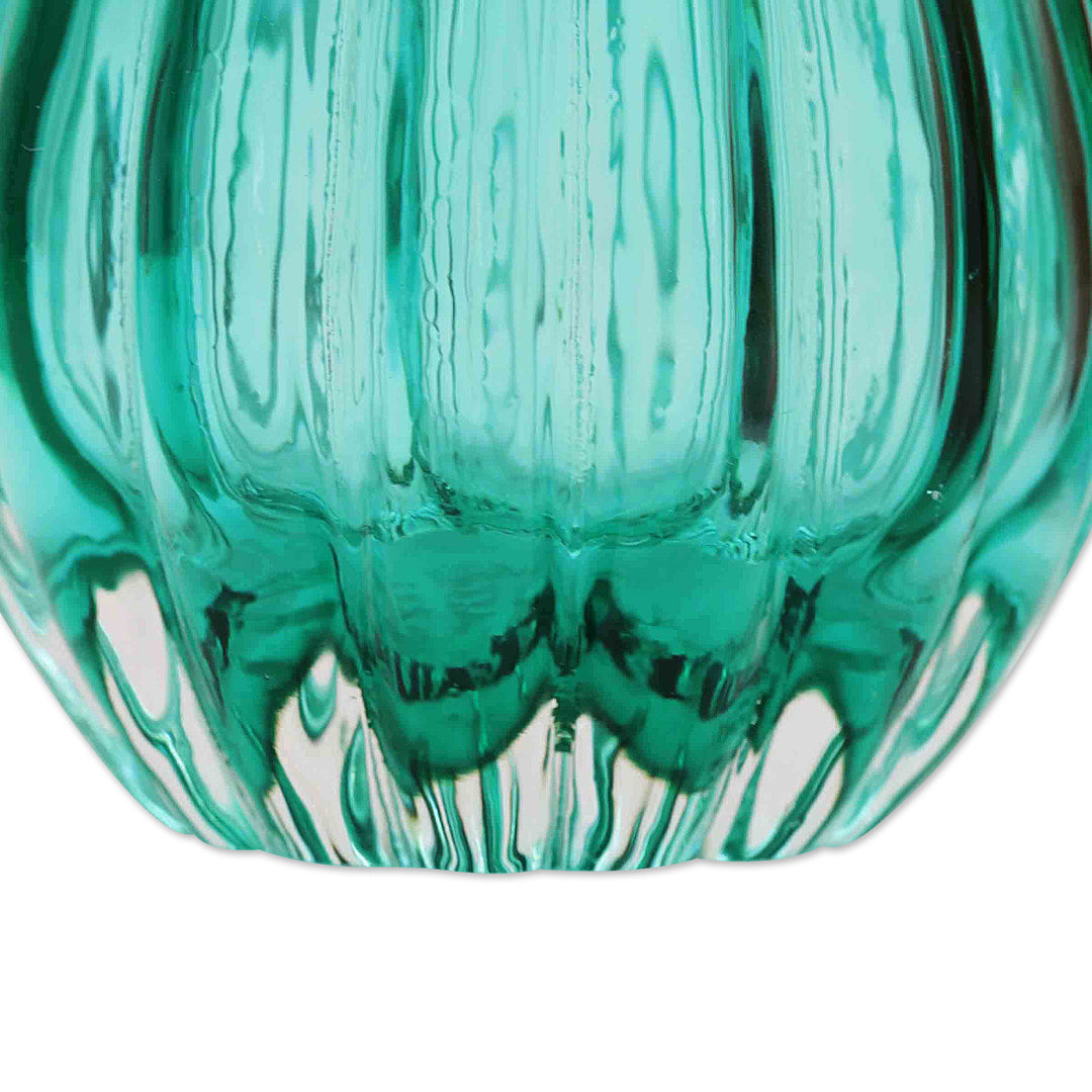 Murano Inspired Green Handblown Brazilian Art Glass Dud Vase - Crystalline Forest