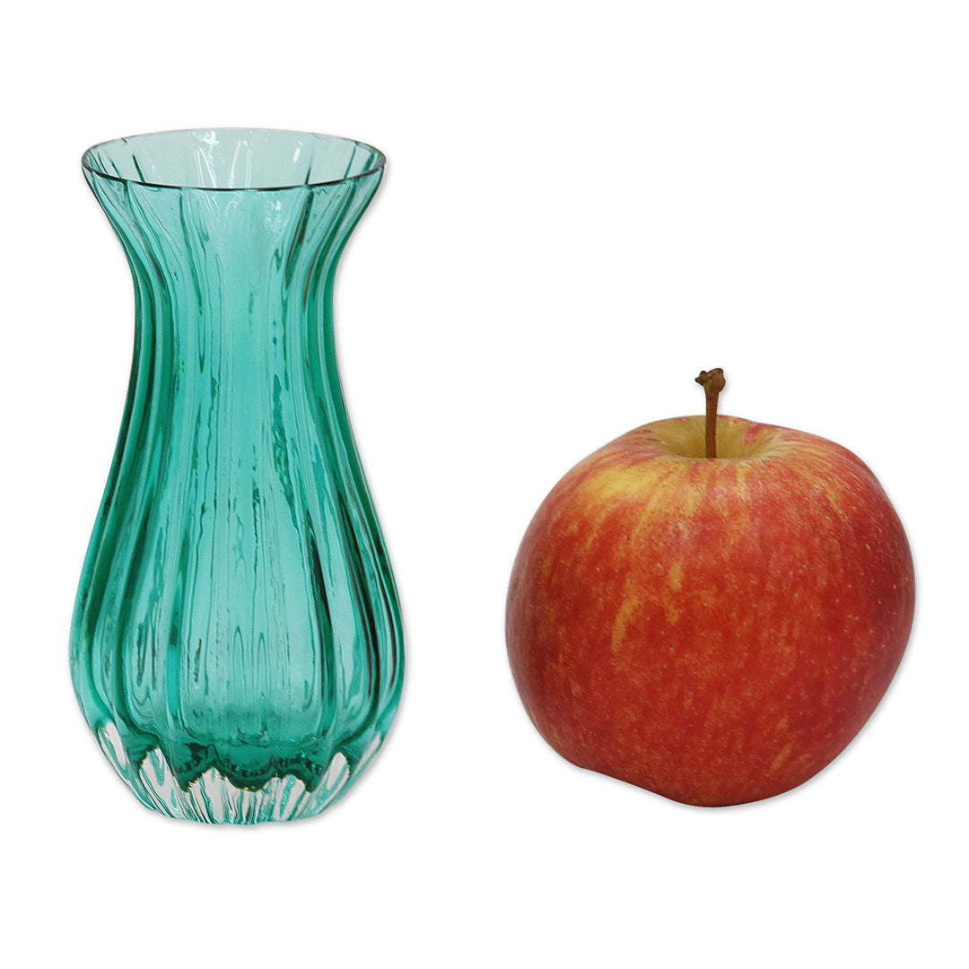 Murano Inspired Green Handblown Brazilian Art Glass Dud Vase - Crystalline Forest
