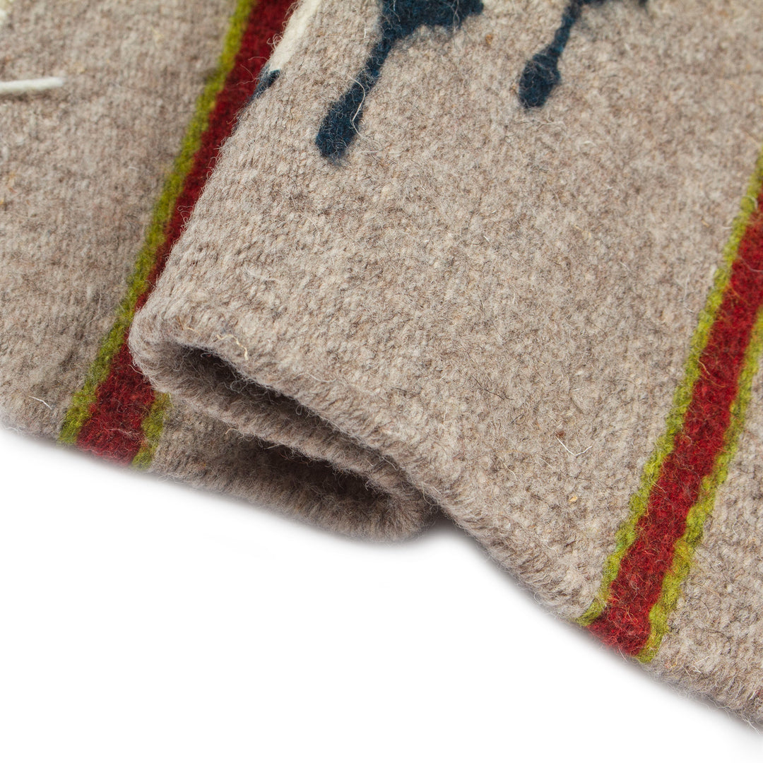 Zapotec Diamond-Patterned Grey and Red Wool Area Rug (1x1) - Diamond of Magnificence