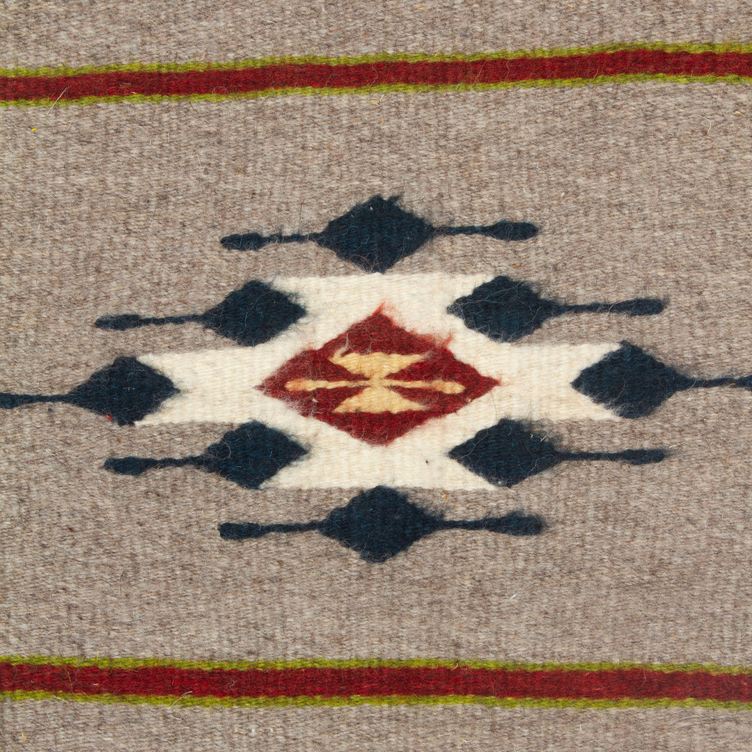 Zapotec Diamond-Patterned Grey and Red Wool Area Rug (1x1) - Diamond of Magnificence