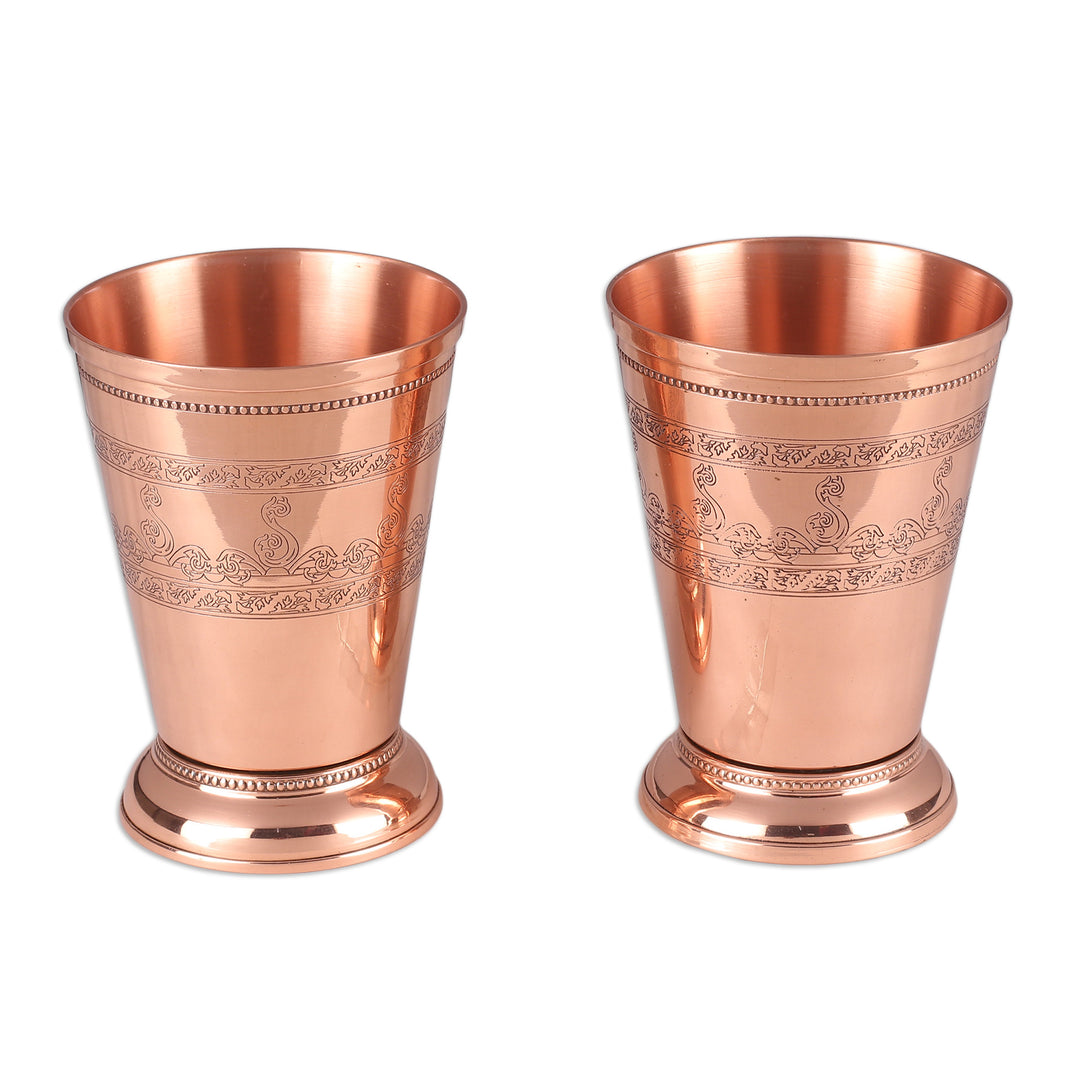 Classic High-Polished Copper Rocks Glass Pair Made in India - Glamorous Elixir