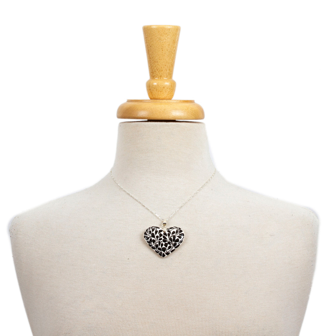 Handcrafted Heart-Themed Pendant Necklace with Leafy Motifs - Thriving Heart