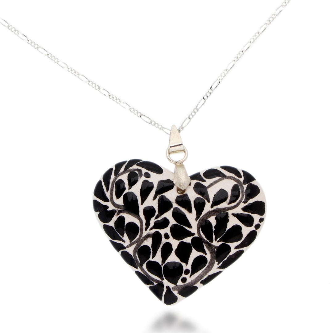 Handcrafted Heart-Themed Pendant Necklace with Leafy Motifs - Thriving Heart