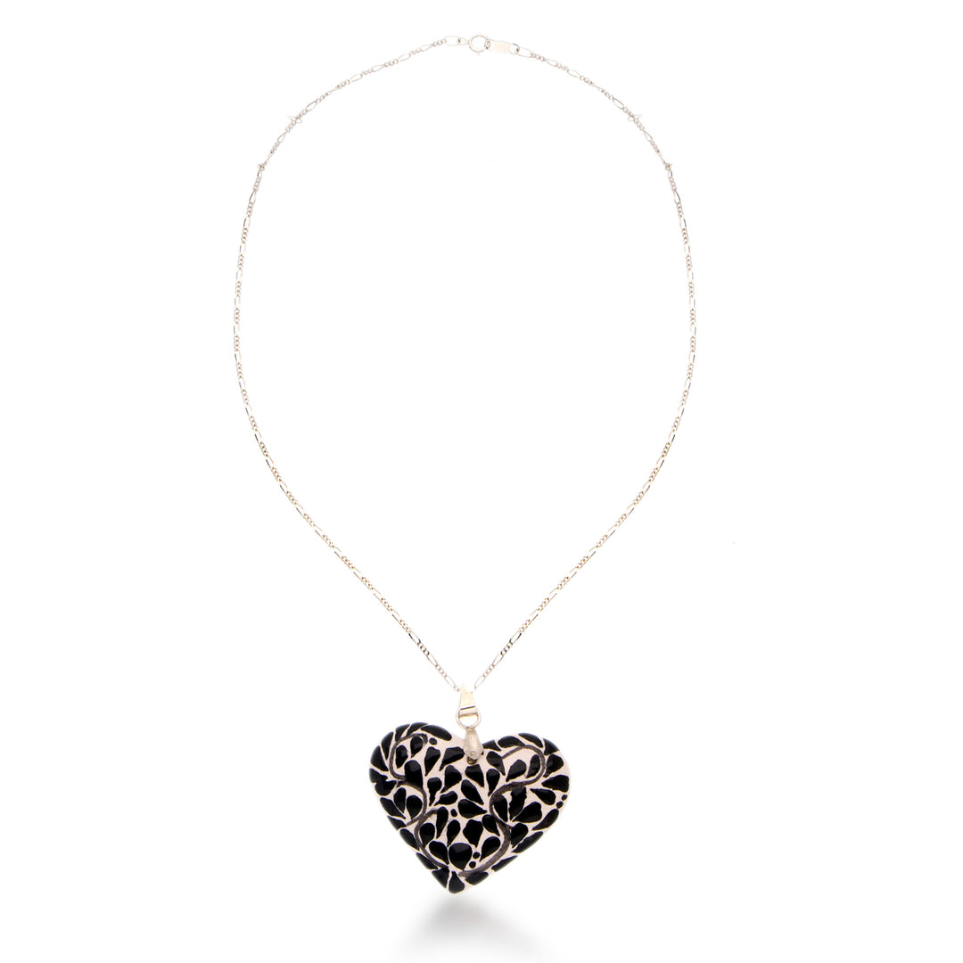 Handcrafted Heart-Themed Pendant Necklace with Leafy Motifs - Thriving Heart