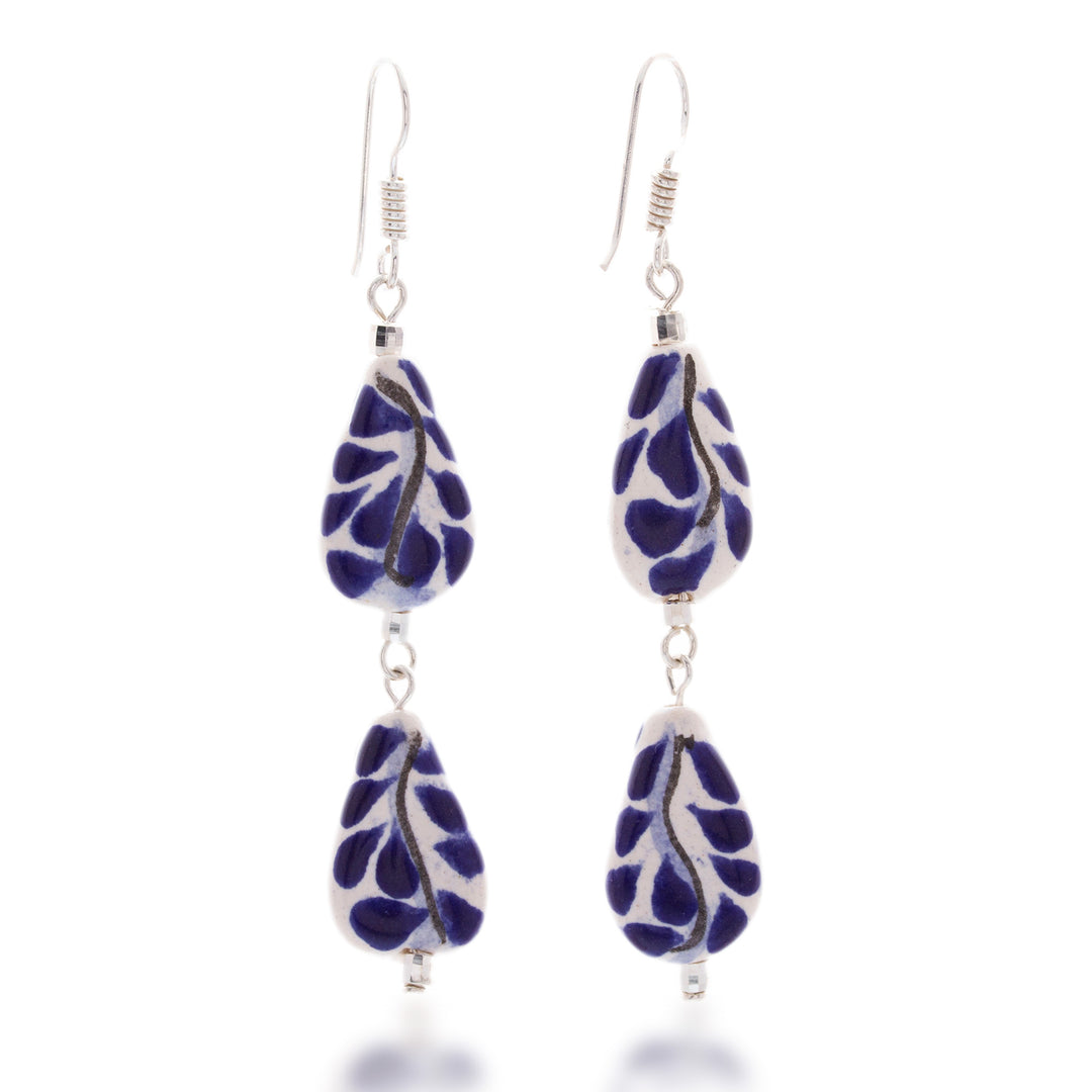 Drop-Shaped Ceramic and Sterling Silver Dangle Earrings - Thriving Dew