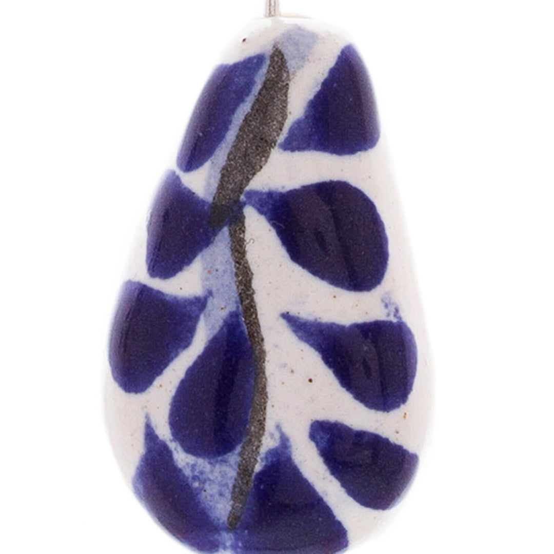 Drop-Shaped Ceramic and Sterling Silver Dangle Earrings - Thriving Dew