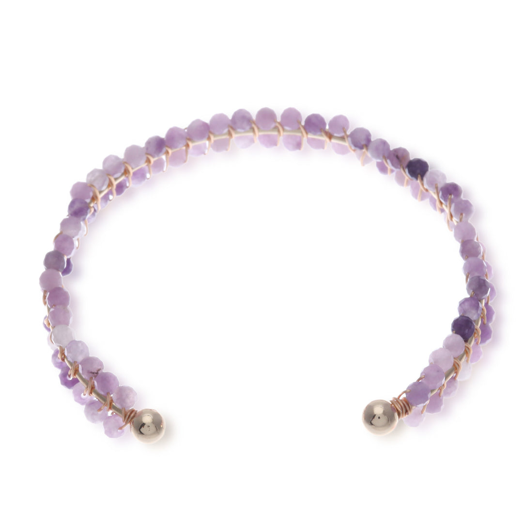 Lavender Amethyst Beaded Cuff Bracelet Handmade in Thailand - Life of Enchantment
