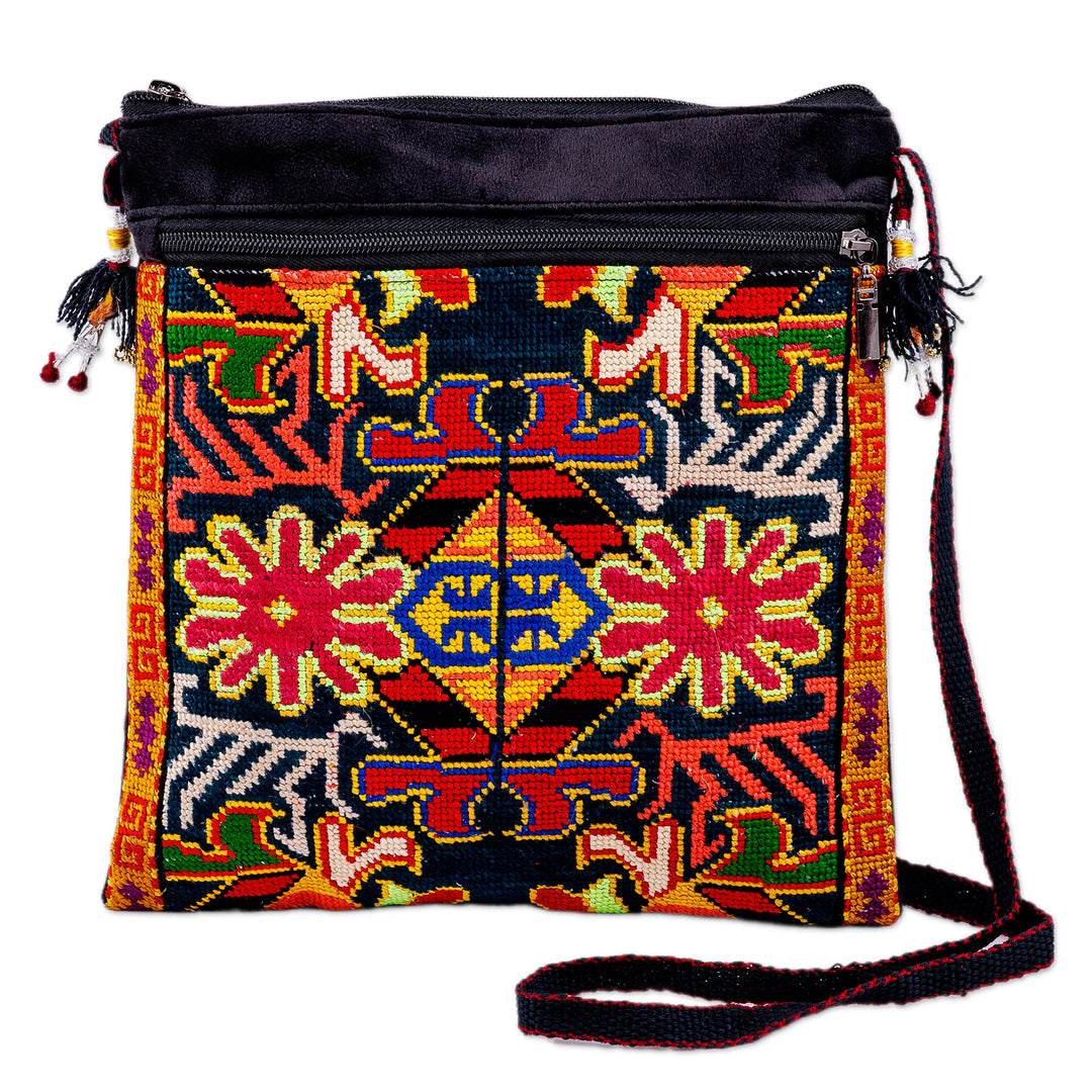 Iroki Embroidered Traditional Silk Sling in Warm Palette - Iroki Summer Garden
