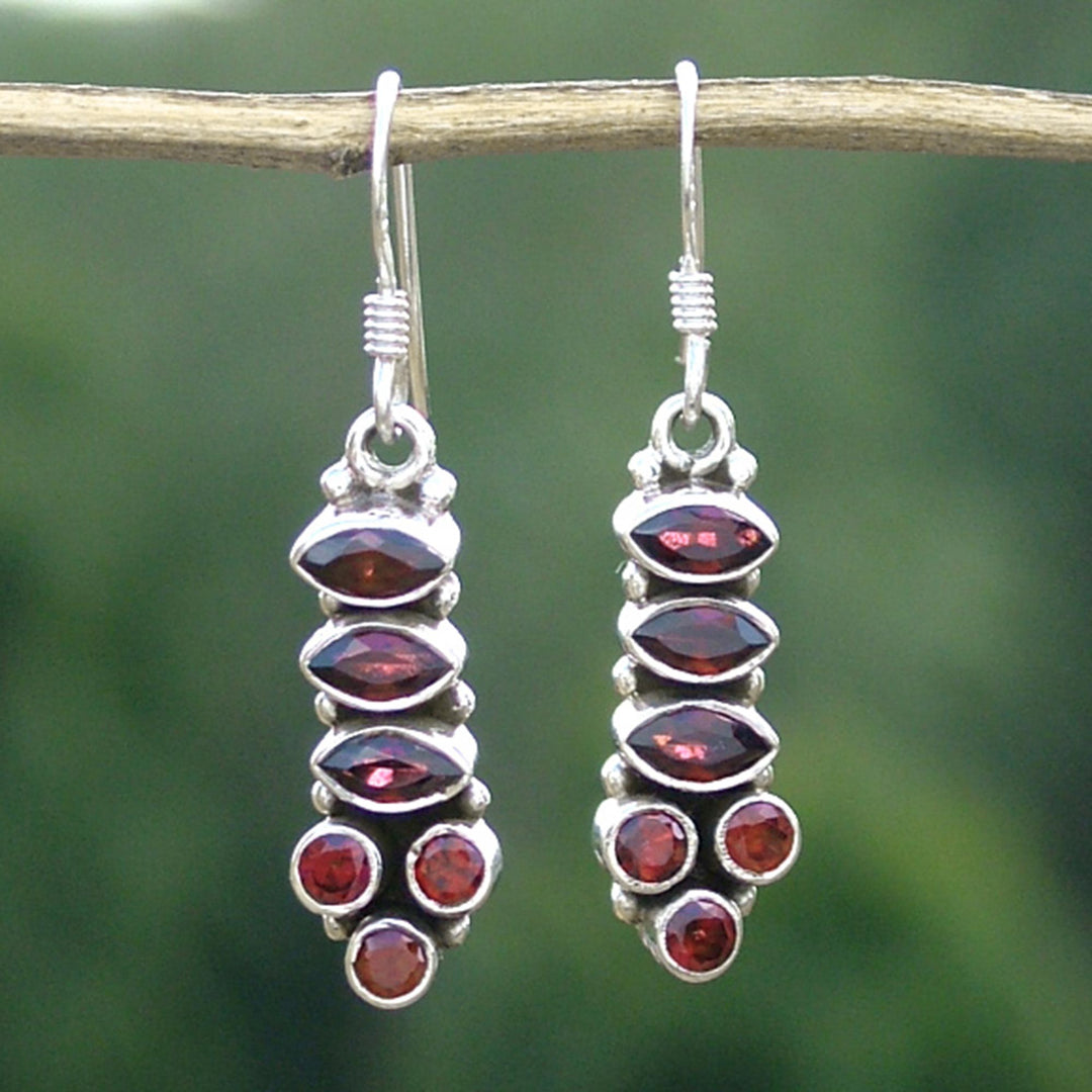 Handcrafted Sterling Silver and Garnet Earrings - Incandescent Passion