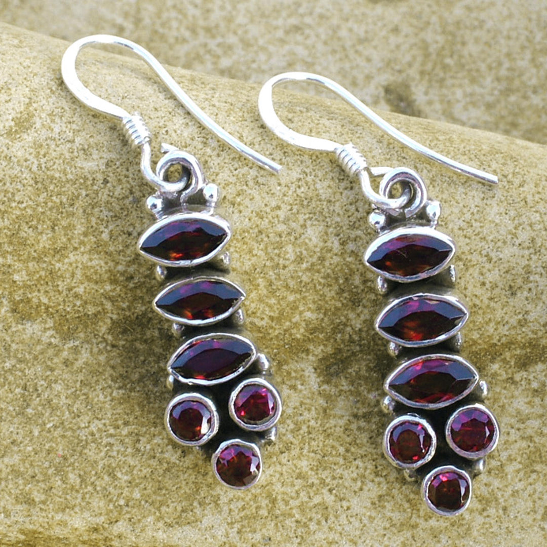 Handcrafted Sterling Silver and Garnet Earrings - Incandescent Passion
