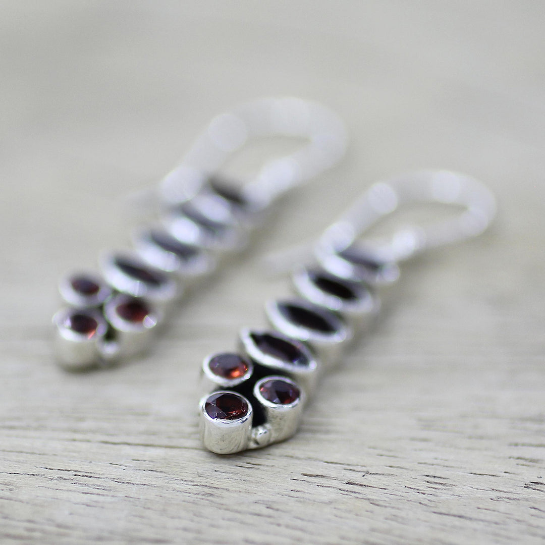 Handcrafted Sterling Silver and Garnet Earrings - Incandescent Passion