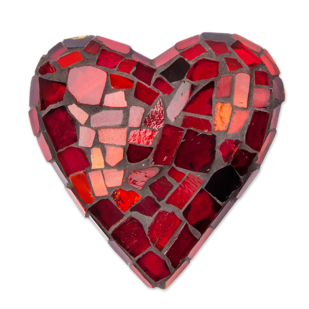 Heart-Shaped Red Stained Glass Wall Accent Made in Mexico - Fragments of a Heart