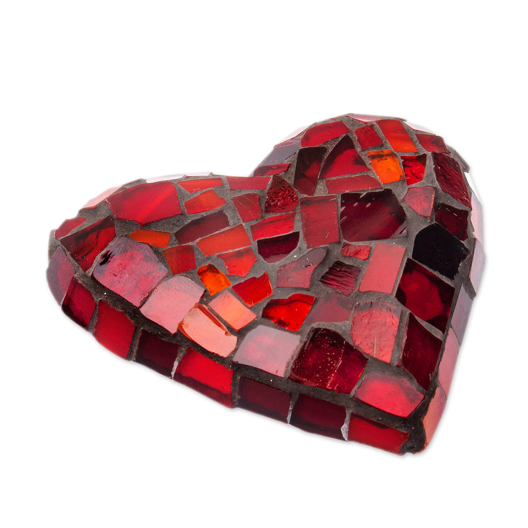 Heart-Shaped Red Stained Glass Wall Accent Made in Mexico - Fragments of a Heart