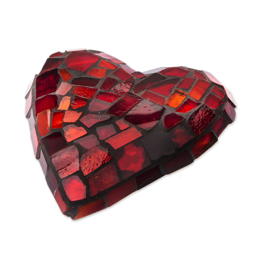 Heart-Shaped Red Stained Glass Wall Accent Made in Mexico - Fragments of a Heart