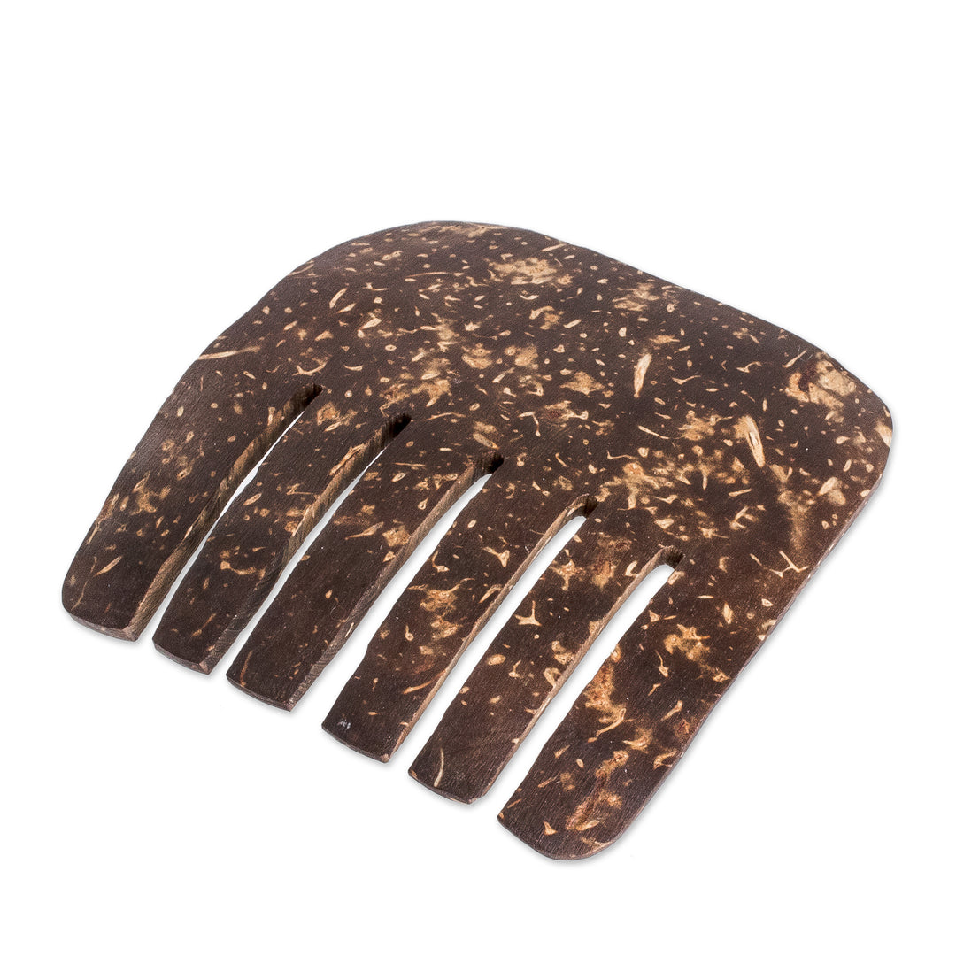 Eco-Friendly Coconut Shell Comb Handcrafted in El Salvador - Organic Beauty
