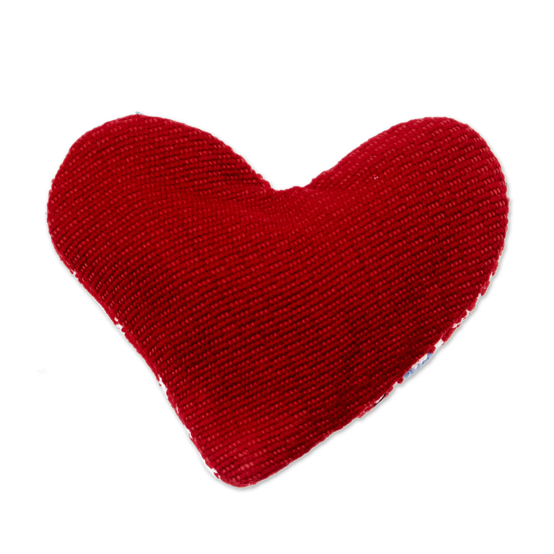 Heart-Shaped Red Zippered 100% Cotton Coin Purse from Mexico - Romance of Frugality