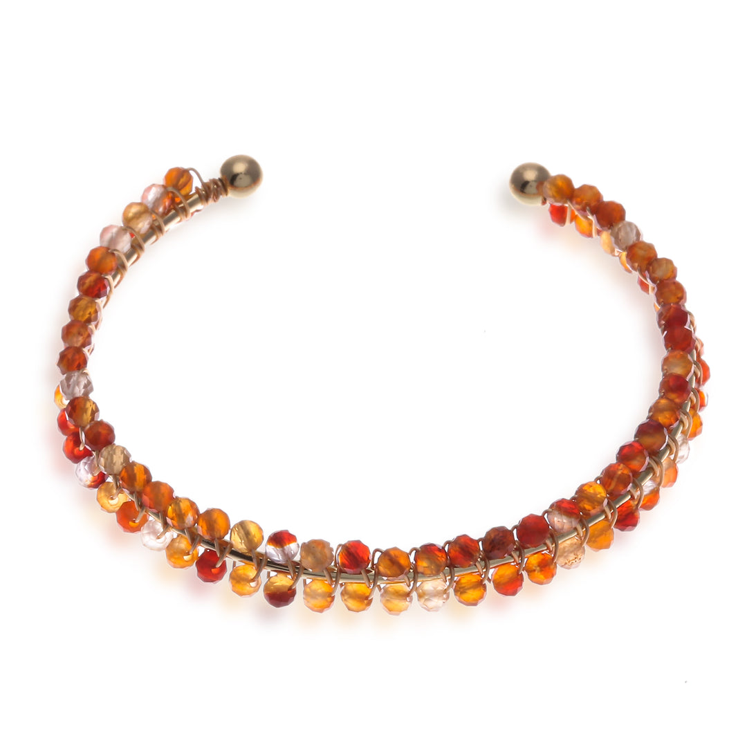 14k Gold-Accented Agate Beaded Cuff Bracelet from Thailand - Lively Colors