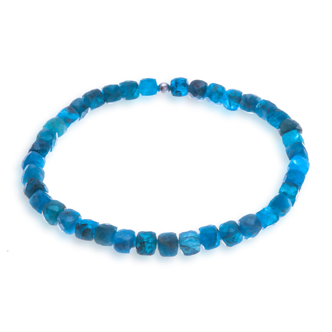 Thai-Made 18-Carat Faceted Square Apatite Stretch Bracelet - True Colors of Chiang Mai