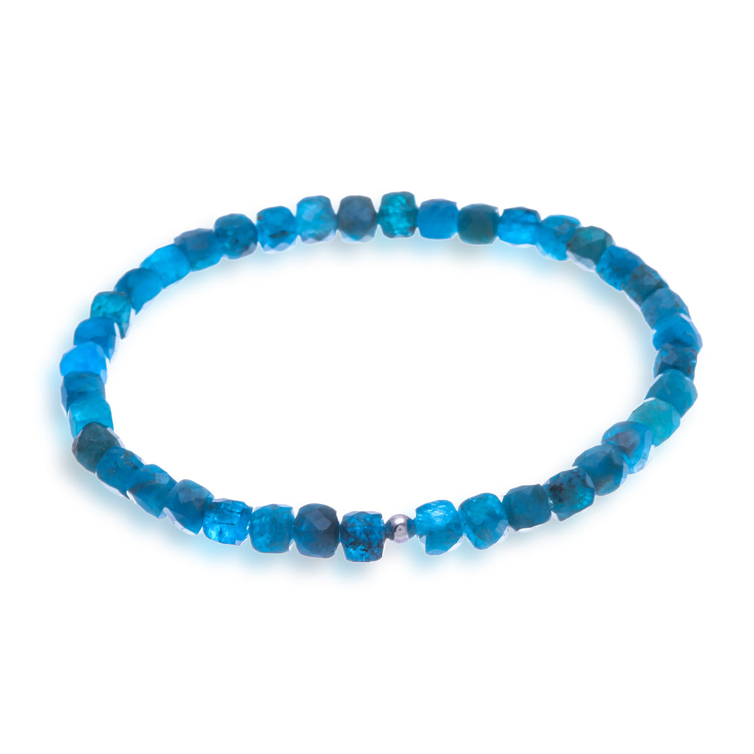 Thai-Made 18-Carat Faceted Square Apatite Stretch Bracelet - True Colors of Chiang Mai